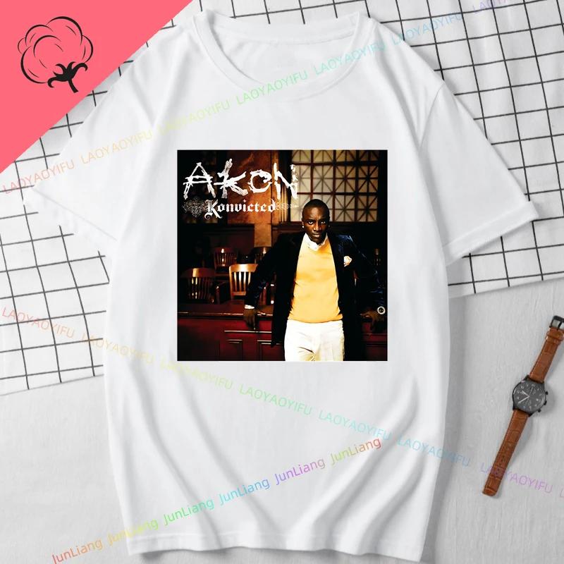Najlepsze z Akon Klasyczna Okładka Albumu Najlepsze Ubrania Y2k dla Kobiet Męska Koszulka z Nadrukiem Luźne i Dopasowane Damskie Goth