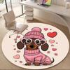 1PC Dachshund Hearts Office Round Area Rug, Mat Suitable For Office, Under Office Chairs Bedroom Living Room Home Decor, Room Deco