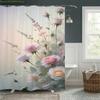 1 Stück Weiche Pastellrosa Florale Polyester Duschvorhang - Waschbar, Aufhängen ohne Bohren, Maschinenwaschbare Badezimmerdeko mit Lebhaftem Pi