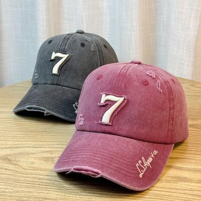 Washed and Distressed Soft Top Baseball Cap for Men and Women Versatile Korean Style Trendy Brand American Street Embroidered Letter Cap