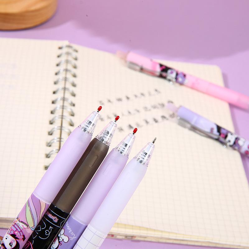 12Pcs 0.5mm Sanrio Kuromi Elf Box Press Pen High-Pretty Neutral Pen ST Head Sign Pen Black Smooth Back To School Season