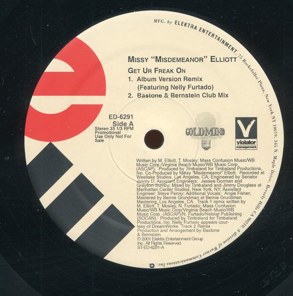 12-дюймовая пластинка MISSY ELLIOTT Get Ur Freak On ED6291PROMO Elektra 2001 США Танцевальная Электроника Б/у