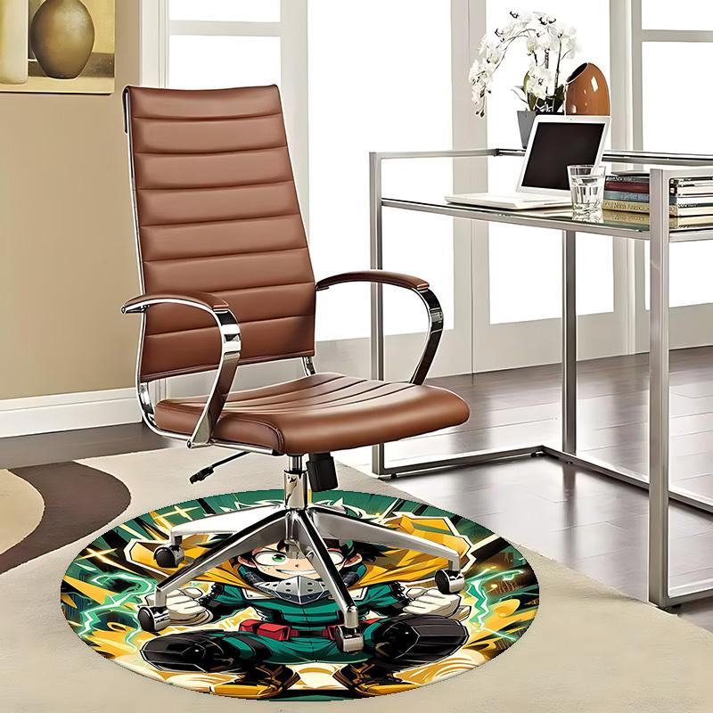 1pc My Hero Academia Midoriya Izuku Round Carpet - Anime Design Chair Mat