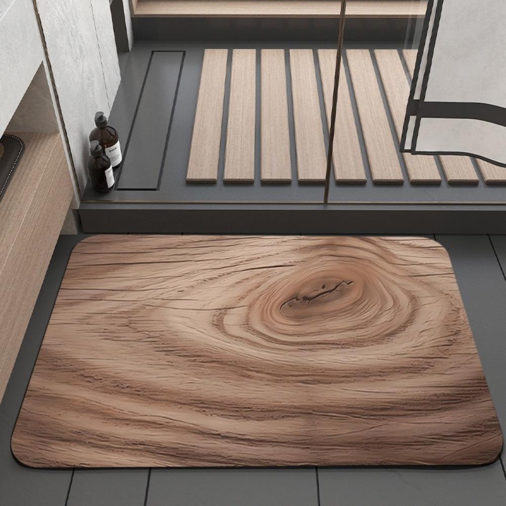 Getrocknete Matte mit bedruckter Holzmaserung, rutschfest, schnell trocknend, saugfähiges Pad für Badezimmer, Küche, Matte für Japandi-Stil Heimdekoration