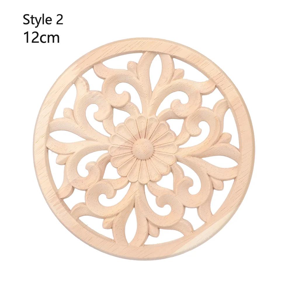 Natural Woodcarving Rose Flower Corner Appliques Wood Floral Carved Furniture Cabinet Door Unpainted Mouldings Decal Decorative