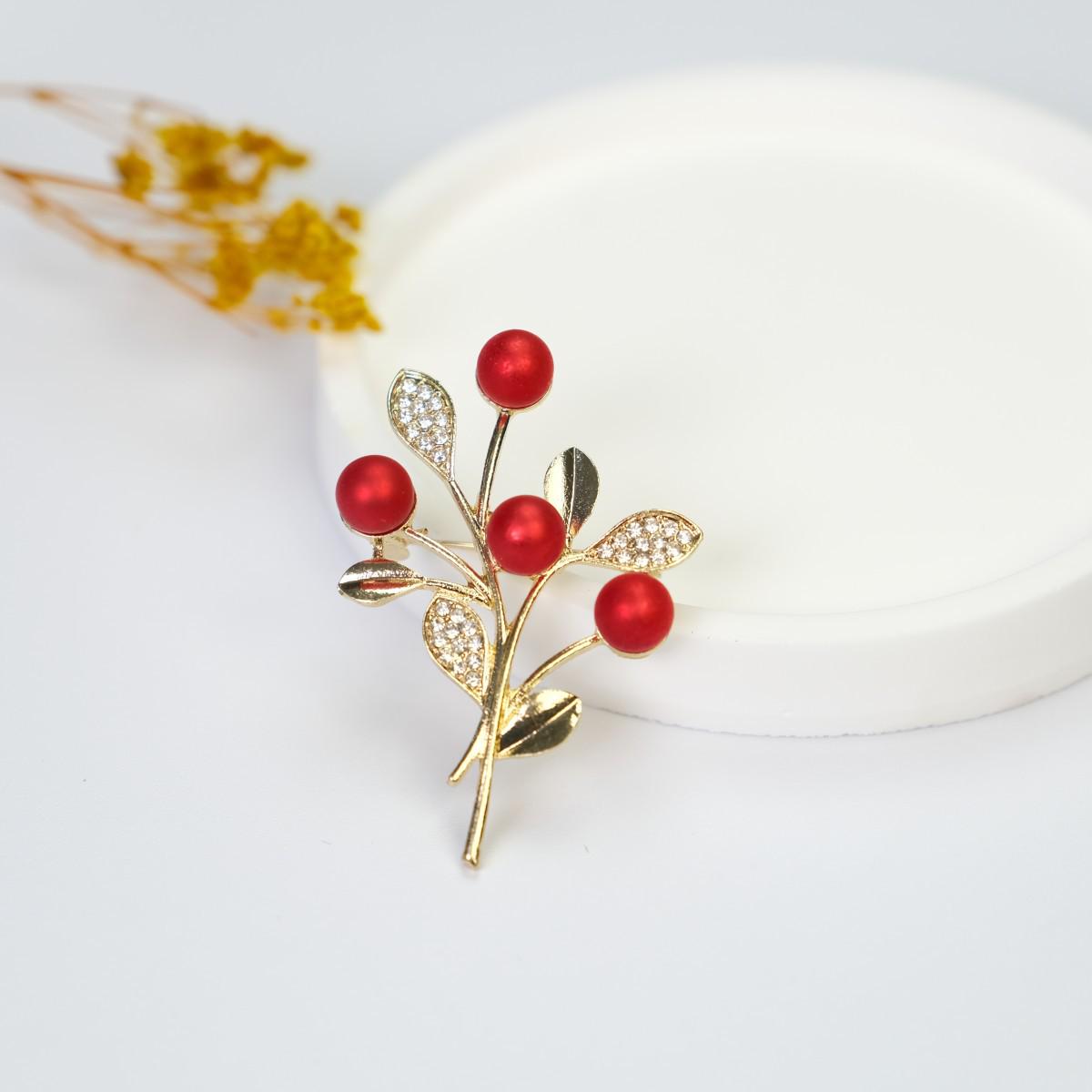 

Chinese Red Lucky Tree Brooch: Wedding Celebration Corsage & Clothing Accessory