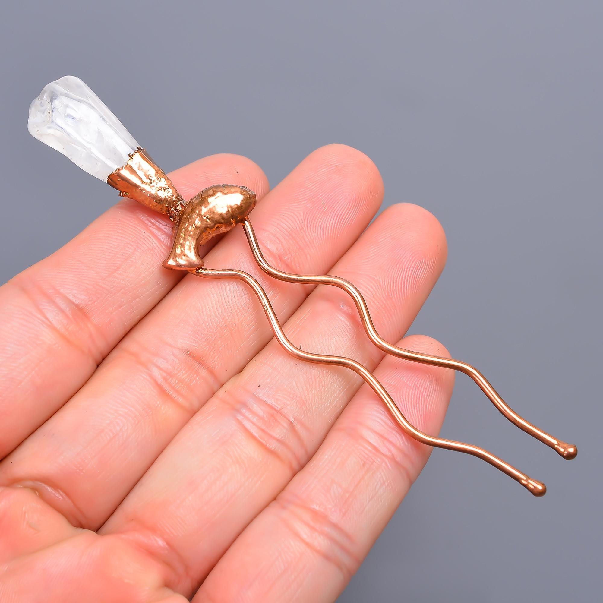 

Натуральный Кристалл Необработанный Медь Заполненный Заколка Ювелирное Изделие Пучок Палочка 3,8 / Гальваническое Медное Золотое Заполнение Заколка для Волос Подарок на Черную Пятницу для Матери