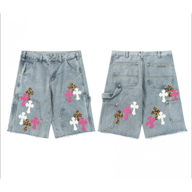 Vintage gewaschene Jeans-Shorts mit Metallakzenten Unisex Straight Fit Punk-Stil Baumwollmischung
