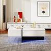 Living Room Table, LED Coffee Table with Storage, High-Gloss Coffee Table with Drawers, Modern Coffee Table