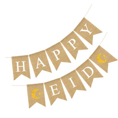 Ramadan Zugflagge Verschiedene Farben Banner Wimpelkette Frohes Eid Schwalbenschwanz Einfach zu verwenden Partydekoration Zubehör Leinen Praktisch