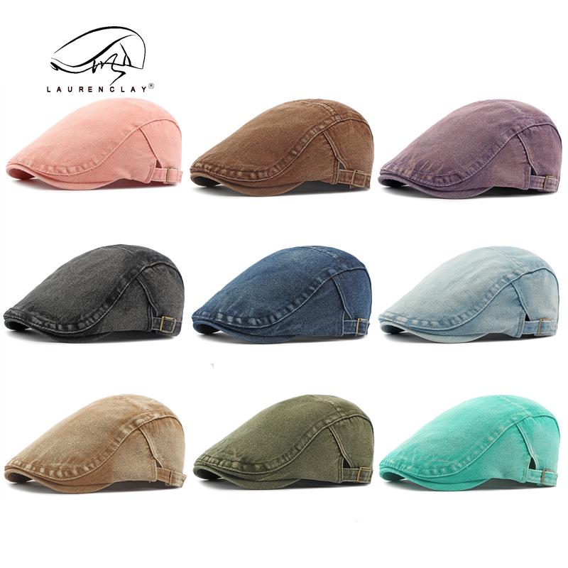 Unisex Korean Style Cotton Denim Beret - Retro Duckbill Newsboy Cap