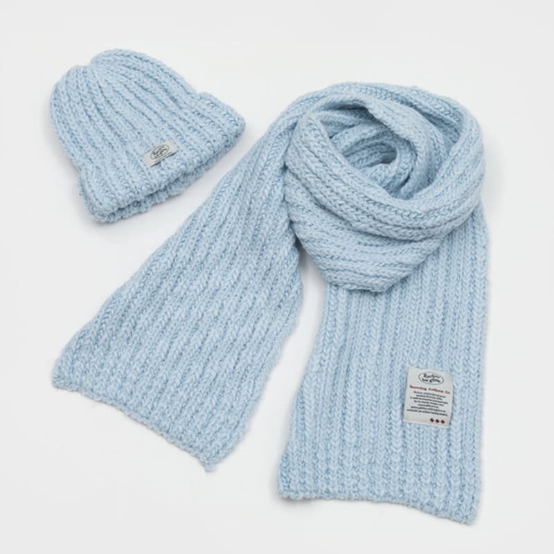 RECLOW HALFNA MUFFLER BEANIE SET SKY BLUE
