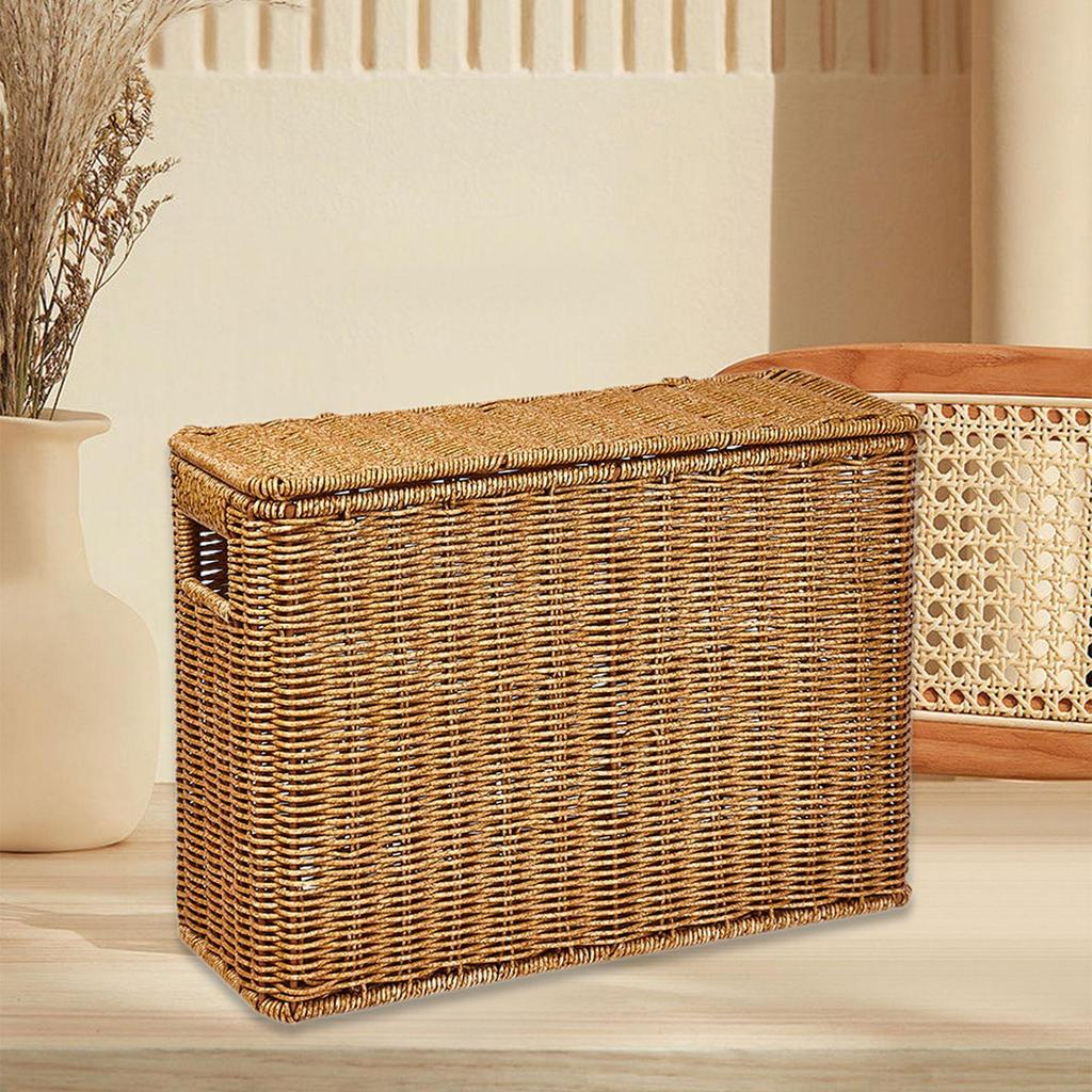 Narrow Basket Bin Closet with Lid Home Kitchen Portable Versatile Nursery Space Saving Office Sundries Organizer Storage Box