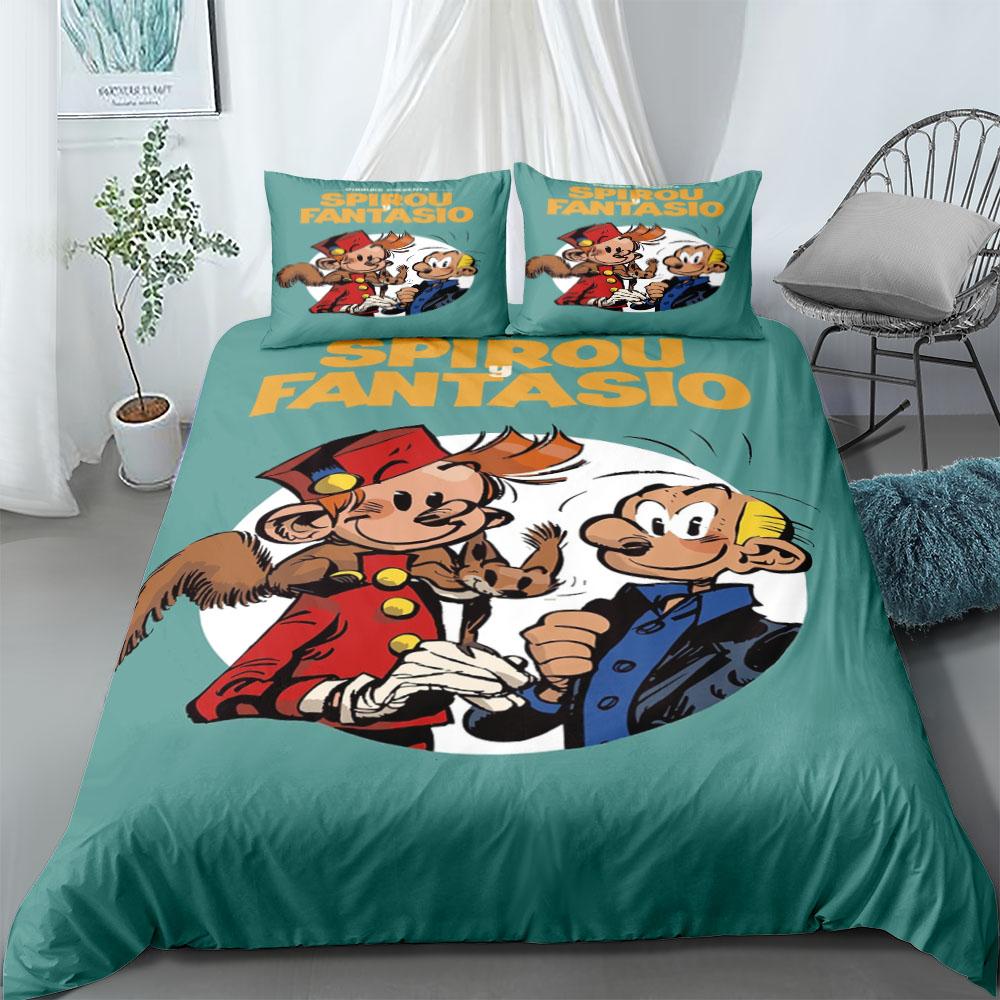 Spirou Et Fantasio Comics Stripe Duvet Cover Set King Queen Double Full Twin Single Size Bed Linen Set