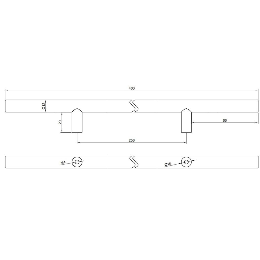 4 X Furniture Handle Railing 256 Mm Gold