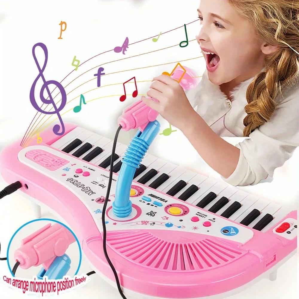 Non-Toxic Kids Musical Piano 37 Key Electronic Keyboard Piano For Kids With Microphone Musical Instrument Educational Toys For Children Gilrs