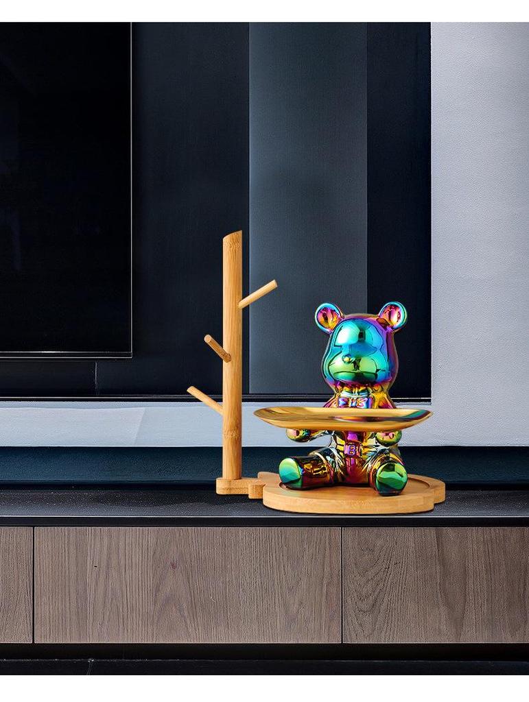 Elegant Ceramic Bear Storage Tray & Piggy Bank - Hallway Shoe Cabinet & Living Room Decor