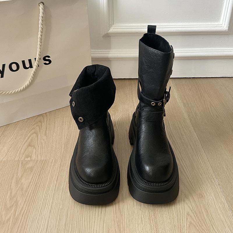 

Короткие ботинки Мартин женские 2025 новая осень супер огонь универсальные ретро тонкие взрыв толстая подошва британский стиль короткие ботинки 40 чёрный