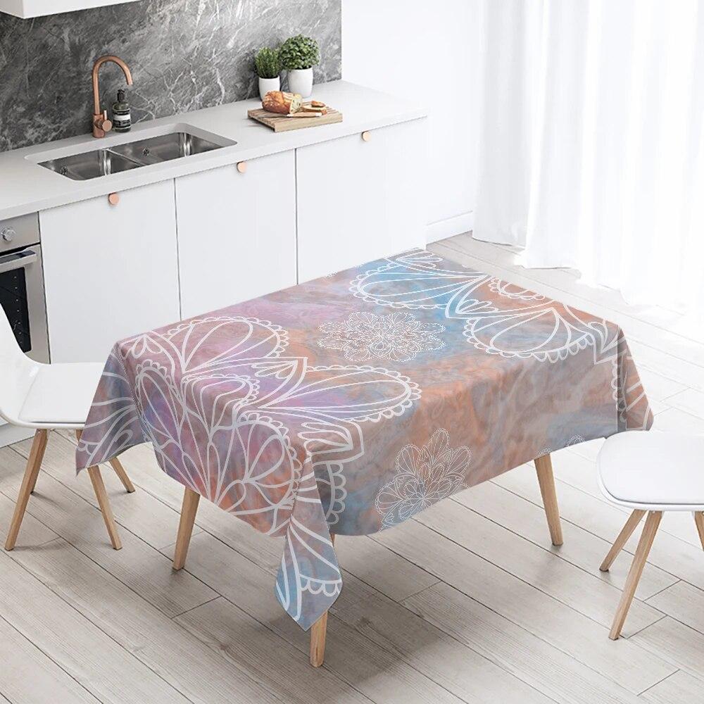 Waterproof Mandala Printed Tablecloth Wedding Party Restaurant Banquet Decoration Rectangle  Kitchen Table