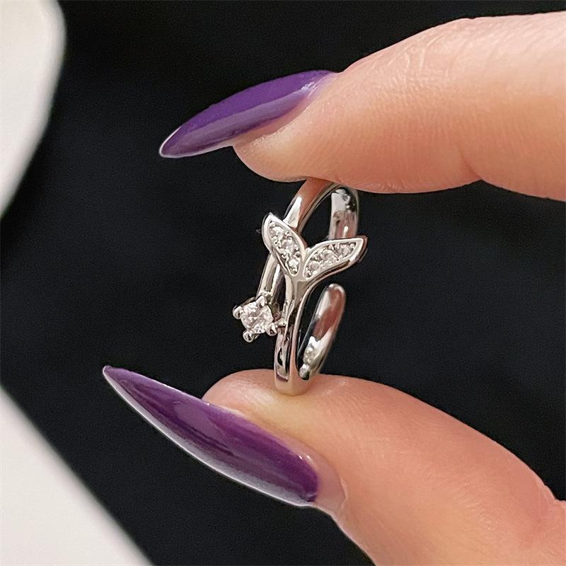 Simple And Fashionable Geometric Diamond-Encrusted Zir*****Pen Ring Niche Light Luxury High-End Cold Wind Accessories