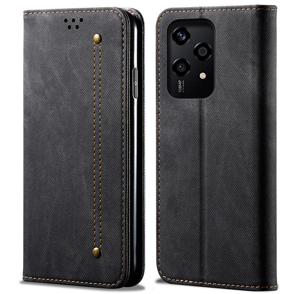 For Honor 200 Lite Case Jeans Cloth Texture Leather Phone Cover with TPU Inner Shell