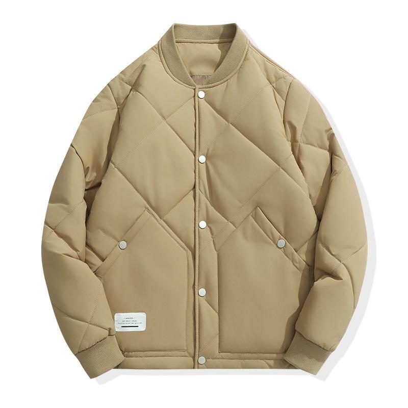 Baseball collar irregular cotton-padded clothes winter men's new thermal cotton-padded jacket casual fashion jacket men's rhombus plaid