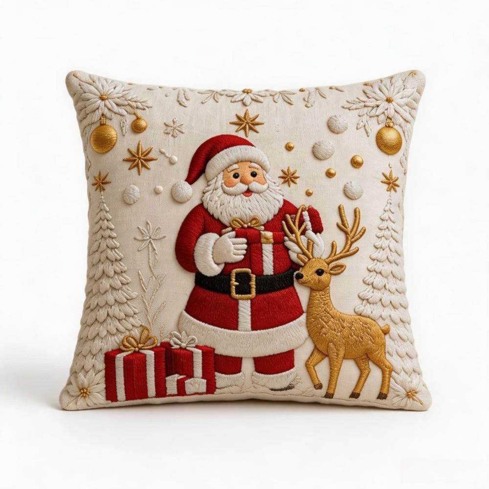 Simulated Christmas Pillow Cover Christmas Tree Soft Smooth 2D Flat Xmas Tree Pillowslip Elk Deer 45cm 17.72in