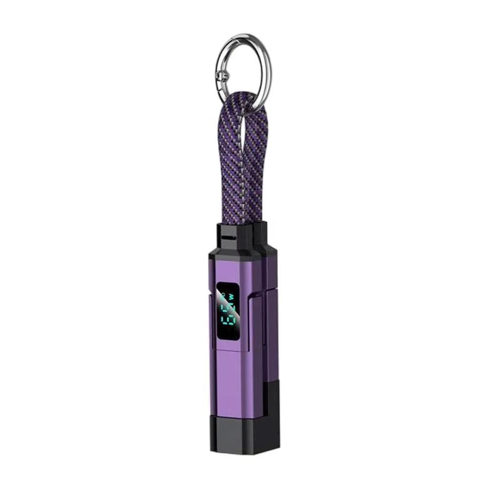 4-in-1 Keychain Charging Cable LED Digital Display 65W Super Fast Charging Braided Zinc Alloy Multi Charger Cord