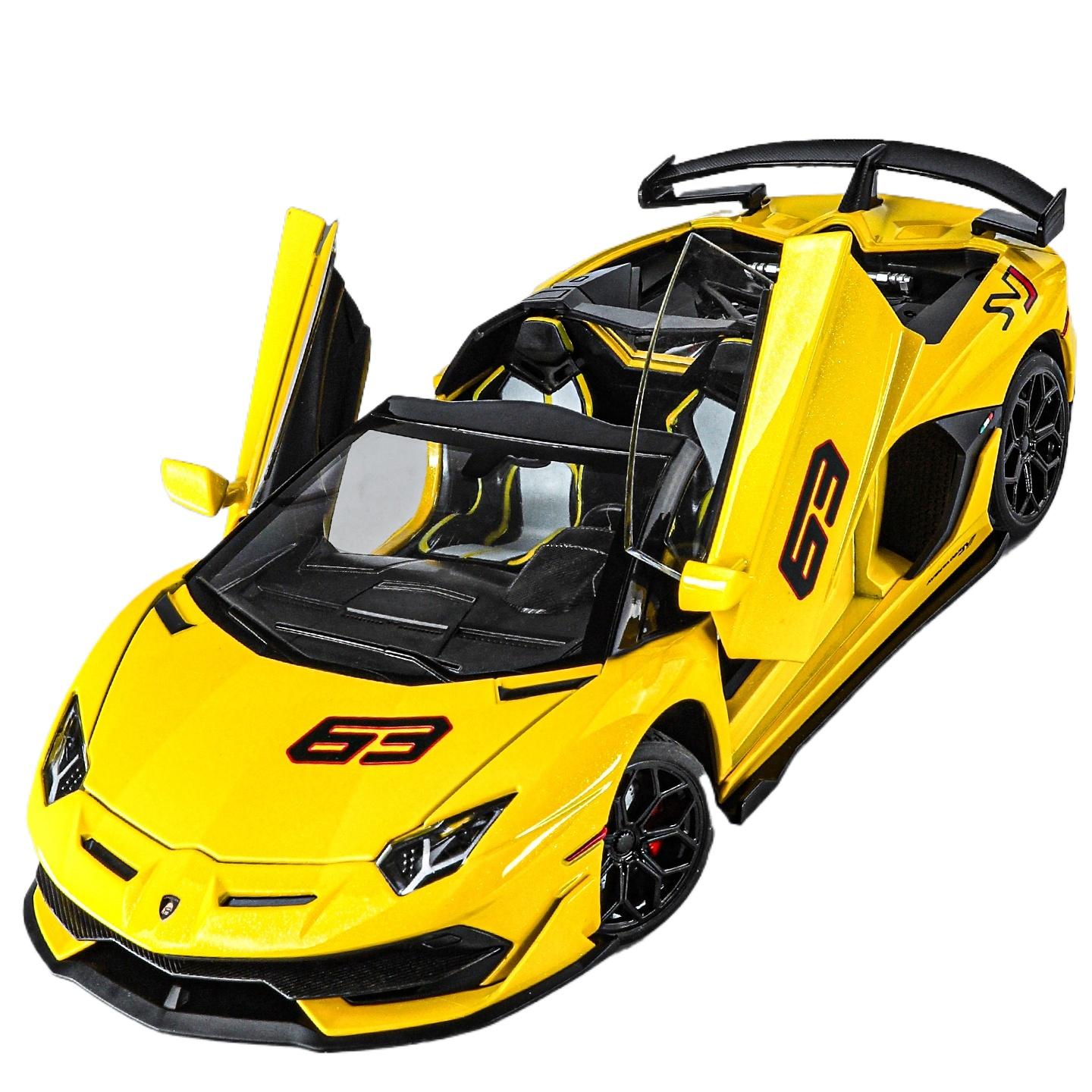 

Великий масштаб 1/18 Модель суперкара Lamborghini Aventador SVJ Змодельовані деталі інтер єру Прикраси для дорослої колекції Подарунок для хлопчика Хелловінські іграшки жовтий