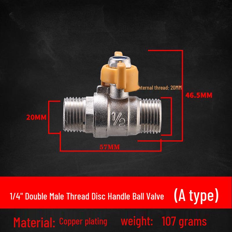Thickened Double Male Thread Gas Valve for Natural Gas, 4-Point