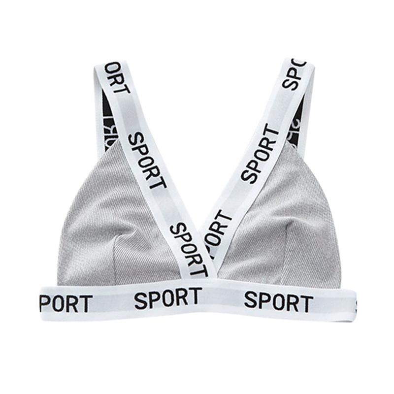 Women's Letter Printed Sport Bra Gathered Shockproof Bra