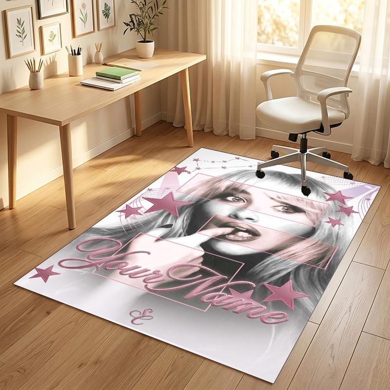 Personalized Crystal Velvet Carpet,Sabrina Carpenter Custom Printed Name, Plush Area Rug For Home Indoor Decor
