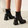 Candy Color Women Boots Custom Square Toe Patent Leather High Heels Ankle Boots Women Platform Shoes Winter Pumps Botas WSH4986