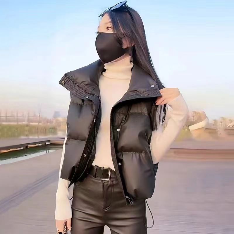 

Модный жилет с воротником-стойкой в корейском стиле для женщин XXL чёрный