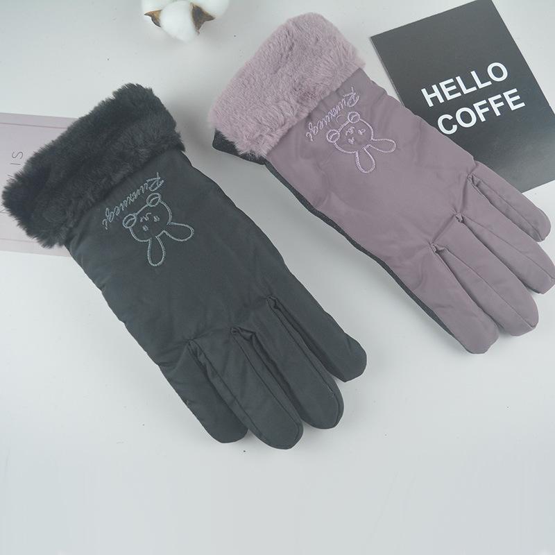 Autumn and winter women's velvet thermal gloves