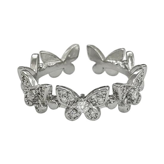 

Кольцо на палец с бабочками, открывающееся ювелирное изделие, регулируемое кольцо в корейском стиле для помолвки серебряный