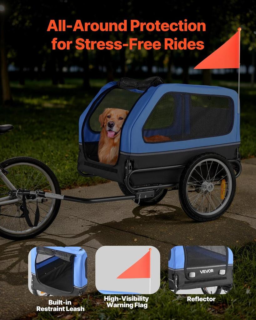Dog Bike Trailer, Supports up to 40 kg, Pet Cart Bicycle Carrier for Small & Large Dogs, Easy Folding Frame with Quick Release Wheel, Universal