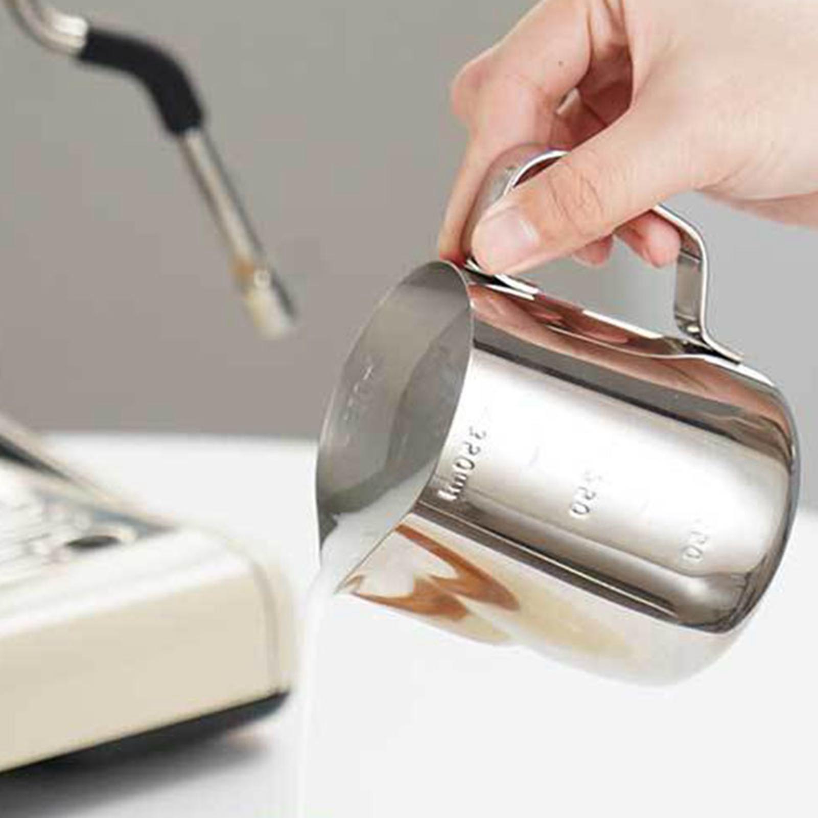 

Milk Frothing Cup Stainless Steel Eagle Spout Milk Froth Pitcher 350ml Coffee Steaming Pitcher with Scale for Cafe
