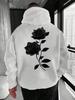 Dunkelrose Stamm Tattoo Stil Blumendruck Herren Hoodie Fleece Hoodie Herbst Hip Hoodie Locker Jogging Streetwear Koreanischer Stil Kleidung