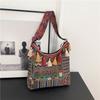 Embroidery Tassels Style Large Shoulder Bags Capacity Single Girl Shoulder Bag