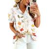 Women's Fashion Casual Ruffled V-Neck Print Blouse Top