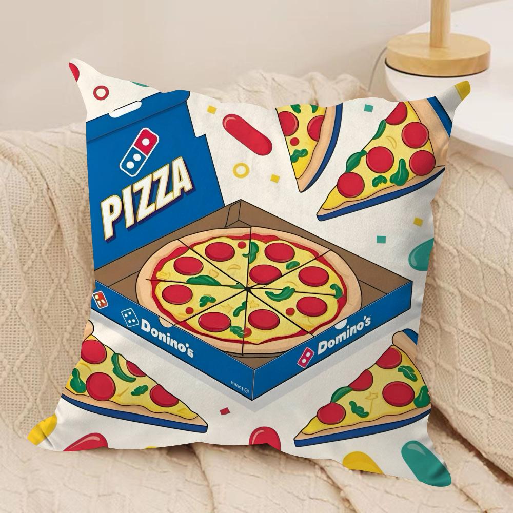 Food D-Domino'S Pizza Cushion Cover Soft Plush Fabric Double-Sided Printed Sofa Cushion Cover For All Seasons Home Decor Gift