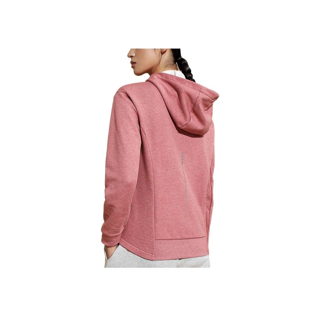 Anta Training Series Solid Color Logo Zip-Up Hooded Fleece Long Sleeve Sweatshirt Women Sweatshirt Pink 962237742-1
