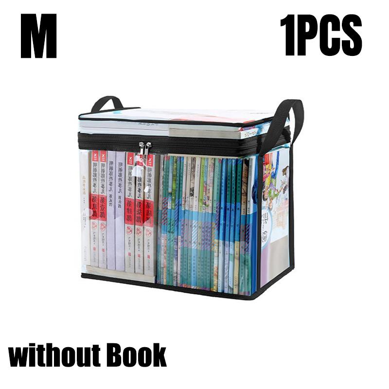 Foldable Book Box Student Textbook Organizer Bag Large Capacity Transparent Storage Box Portable Zipper Waterproof Sundries