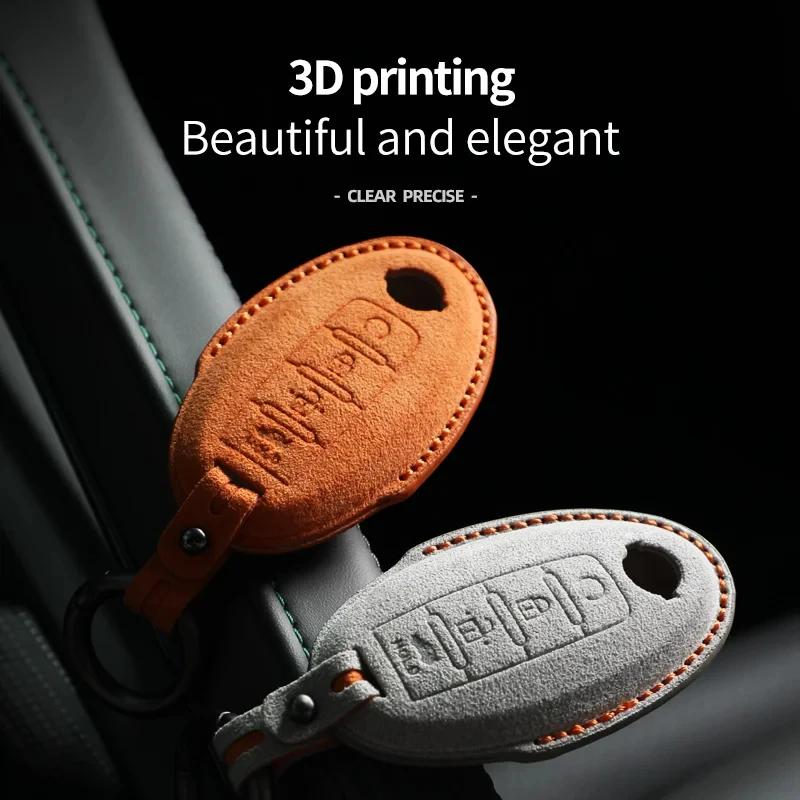 Car Key Case Cover Shell Keychain For Nissan Qashqai Juke J10 J11 X-Trail T32 T31 Kick Tiida Pathfinder For Nissan Suede Key Fob