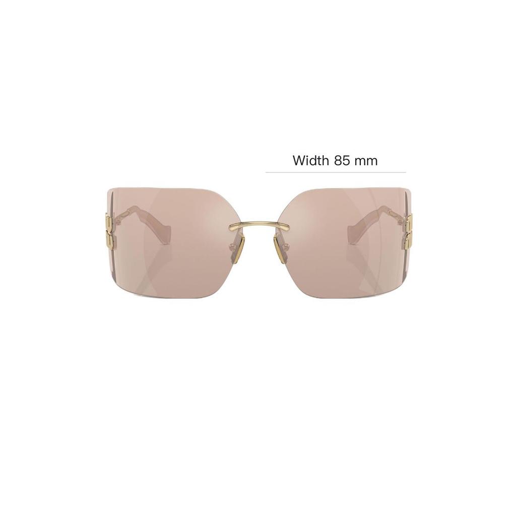 MIU MIU Gafas de sol de metal con logo de forma irregular para mujer, gafas de sol doradas MU54YSZVN20F