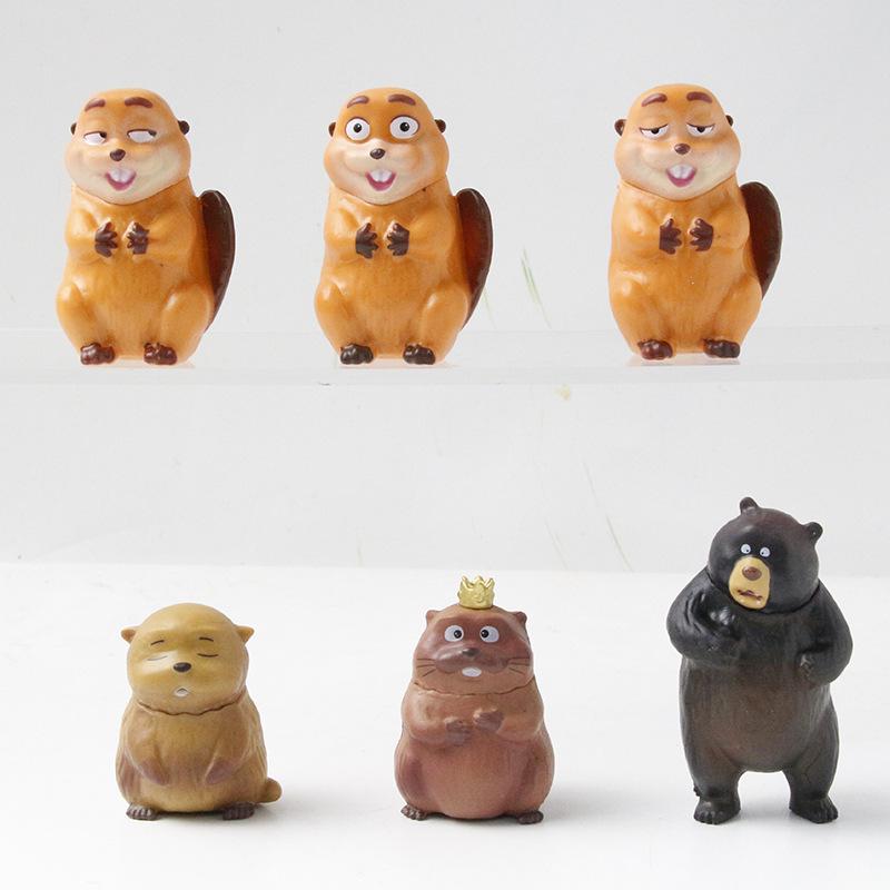 6Pcs/Set New Movie Hoppers Beaver Transformation Plan Beaver Action Figures Toy Collectible Model Doll Fans Gift