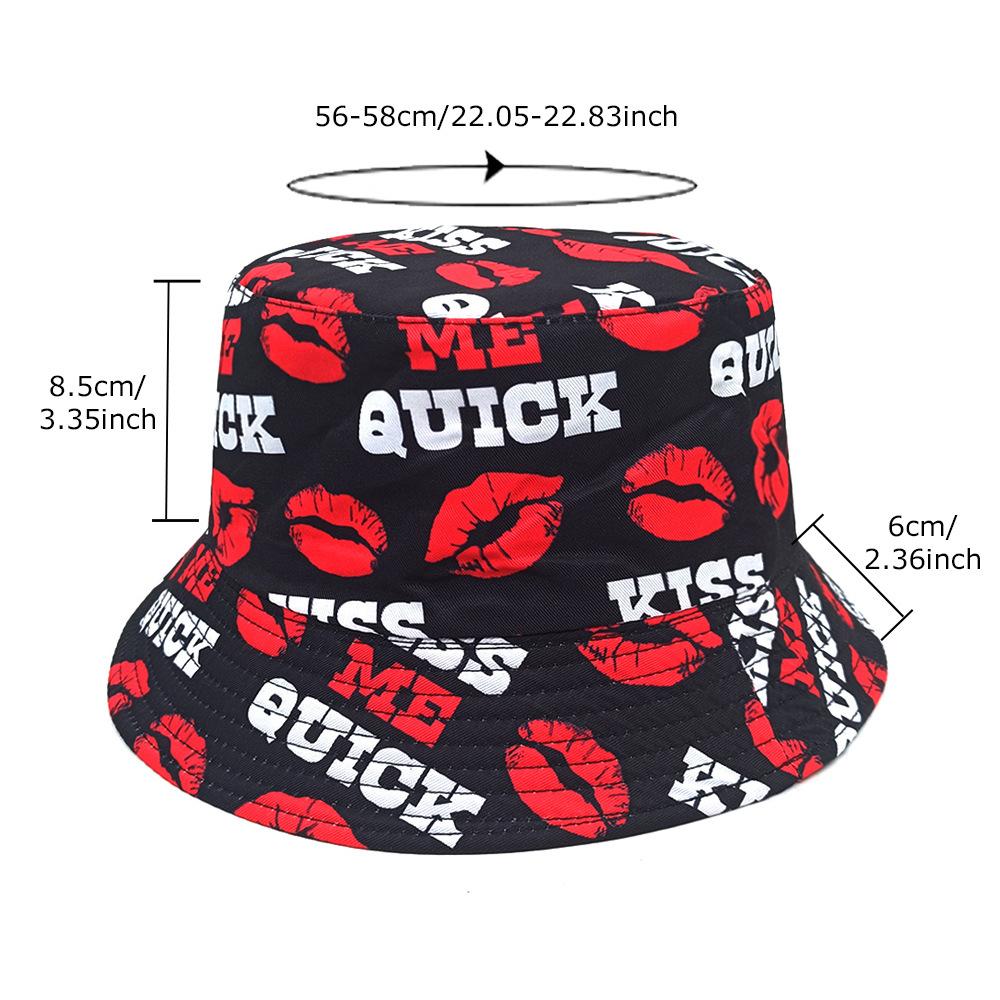 Spring/Summer Lips Print Hat Fashion Men’s Fashion Sun-proof Bucket Hat Unisex Fisherman Hat Women’s Reversible Basin Cap