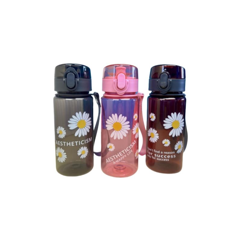 400ml Small Daisy Plastic Water Bottles Creative Drink Kawaii Sports Transparent Water Bottle with Portable Travel Tea Cup