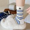 Striped Socks Children Japanese College Wind Cartoon Embroidery Cute Women'S Socks Autumn And Winter Micro-Pressure Stacking Socks Women